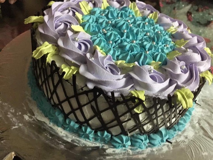 Lilac & teal rosettes
